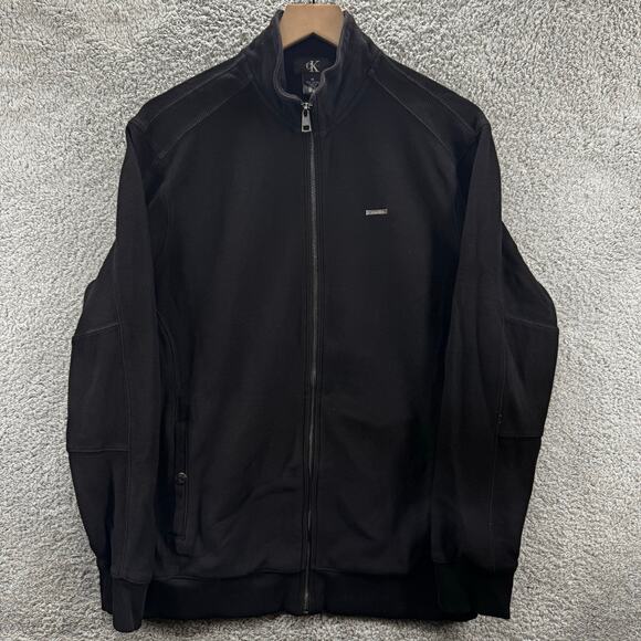 Calvin Klein Jacket Men's Large Black Full-Zip Track Lightweight Casual - Picture 1 of 11